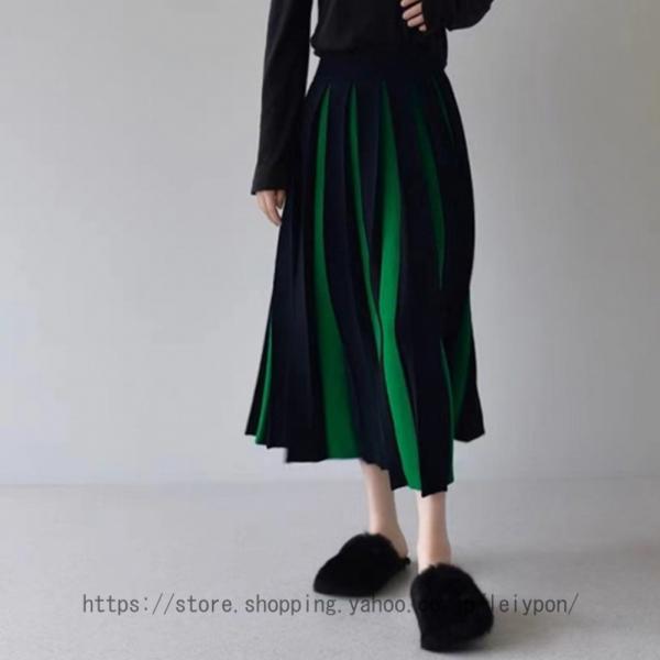 ニット フレアスカート レディース ニットフレアスカート 秋 冬 ニットスカート ウエストゴム 暖か...