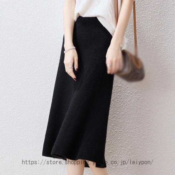 リブニットスカート レディース 秋冬 レディース エレガント 厚手 暖かい ニットスカート 柔らかい...