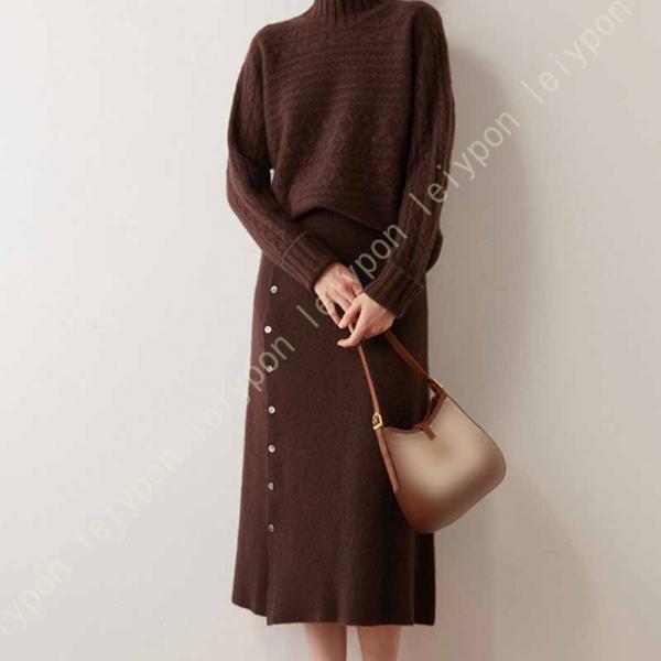 ロングスカート レディース 秋冬 厚手 暖かい ニットスカート 柔らかい エレガント ふわふわ スカ...