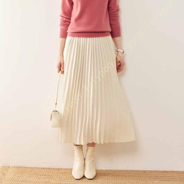ニットスカート ウエストゴム レディース 暖かい ニットフレアスカート 秋冬 やわらかい 細身 ロン...