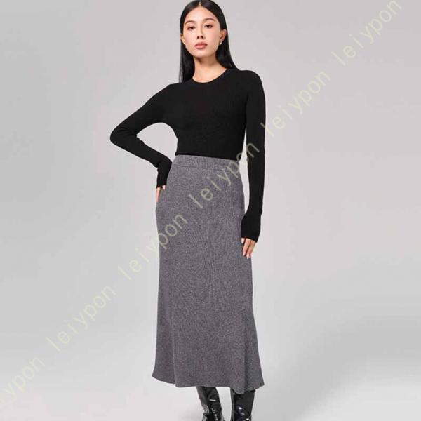 ニット フレアスカート レディース 冬 ウエストゴム エレガント Aライン 暖かい ストレッチ きれ...