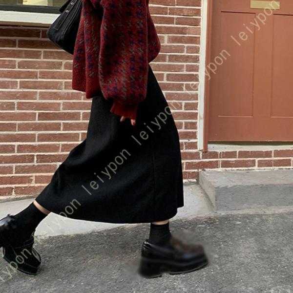 フレアスカート ニットスカート レディース 冬 タイトスカート 厚手 暖かい 柔らかい 伸縮性の良い...