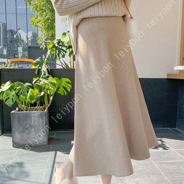 フレアスカート Aライン 冬 秋 やわらかい 伸縮性 厚手 レディース ウエストゴム エレガント 暖...