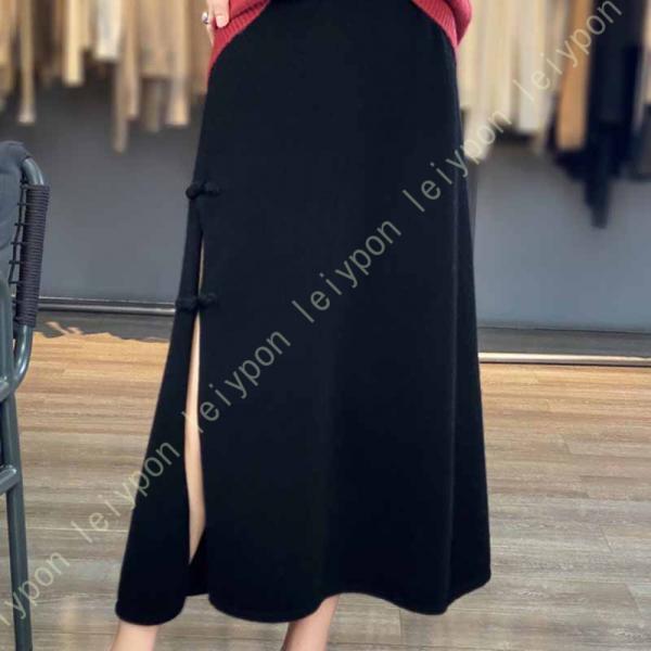 ニット タイトスカート レディース 冬 ウエストゴム エレガント Aライン 暖かい ストレッチ きれ...