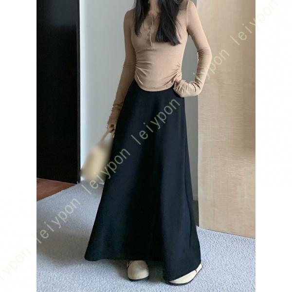 ロングスカート ニット レディース 暖かい フレアスカート ふわふわした手触り 春 秋 冬 ウエスト...