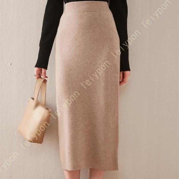 タイトスカート 暖かい ニットスカート レディース ストレッチ 秋 冬 厚手 ウエストゴム 細見え ...