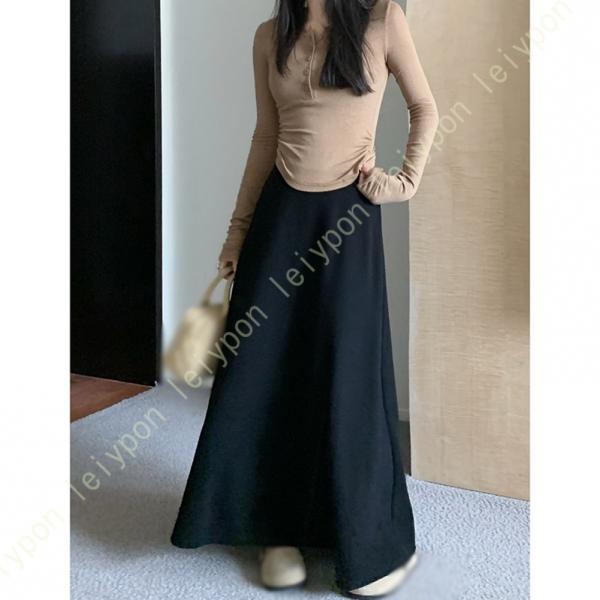 ロングスカート レディース スカート ウエストゴム 厚手 Aライン ロング丈 暖かい 部屋着 ルーム...