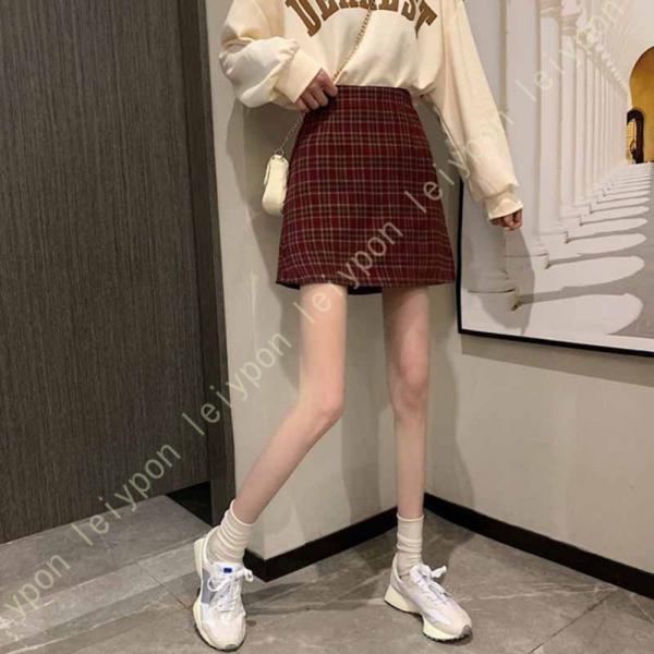 ミニスカート レディース タイトスカート 台形スカート ミニ ショートスカート ジップバック チェッ...