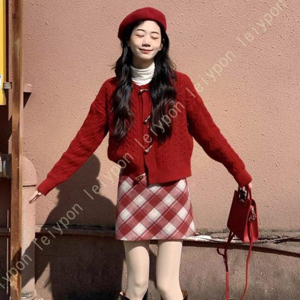 ミニスカート レディース チェック柄 秋冬 Aライン 厚手 シンプル 着心地 暖かい おしゃれ ビジ...
