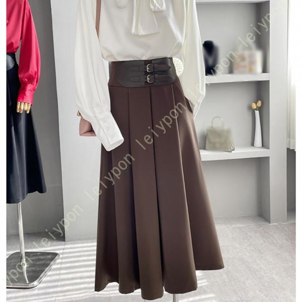 フレアスカート レディース 秋 冬 可愛い オフィススカート ボダン飾り 厚手 きれいめ フェミニン...