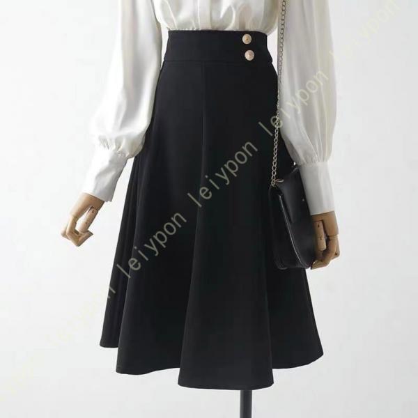 スカート レディース 無地 ラップ風 ウエスト ボダン飾り きれいめ 30代 40代 50代 着やせ...