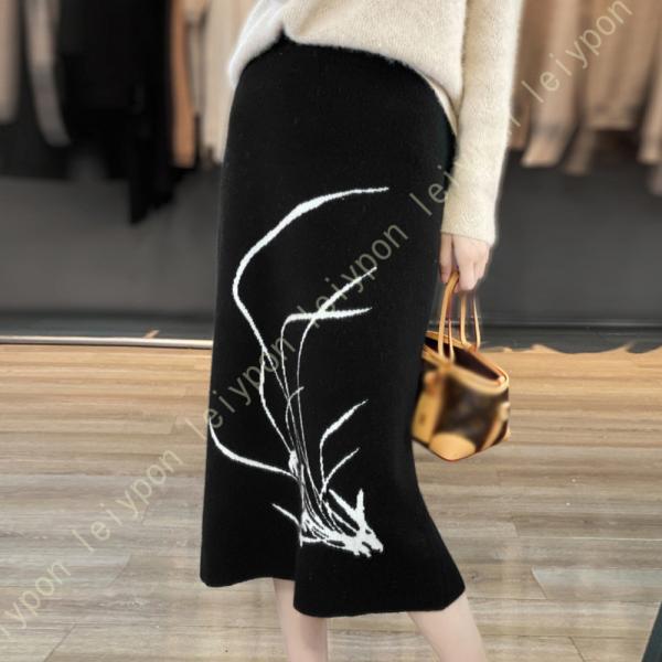 ペンシルスカート 秋 冬 レディース タイトスカート スリム リブニットスカート ハイウエスト タイ...