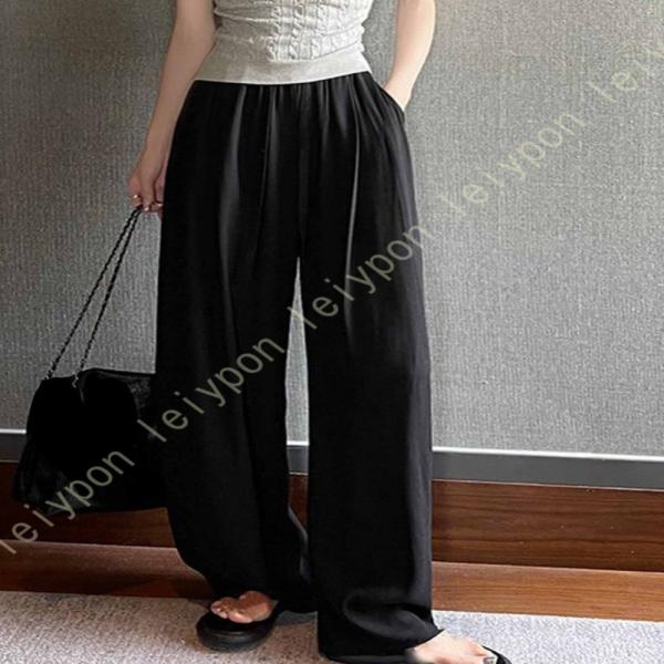 ワイドパンツ レディース シフォン ワイド レッグ 美脚 ガウチョパンツ ゆったり ハイウエスト 春...