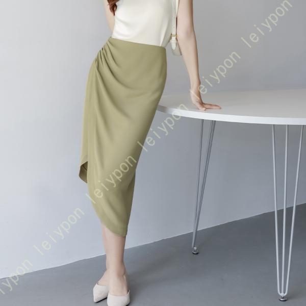 サテン マーメイドスカート 春夏 光沢 ツルツル サテン ロングスカート レディース リラックス 体...