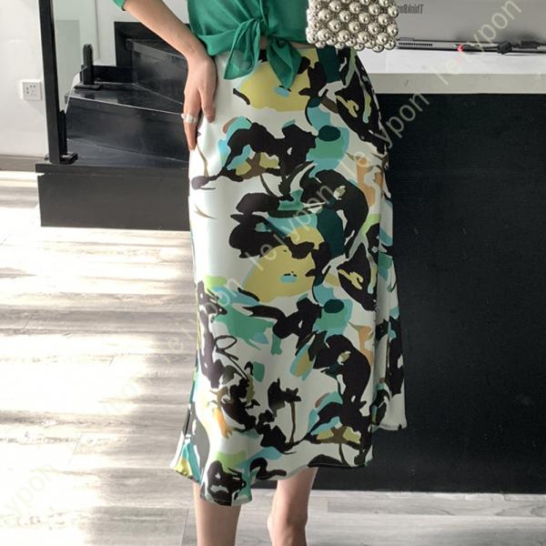 サテンスカート レディース きれいめ 上品 ベーシック エレガント スカート ツルツル サテン素材 ...