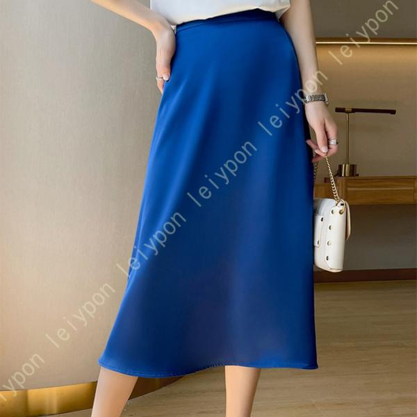 サテン マーメイドスカート 春夏 光沢 ツルツル サテン ロングスカート レディース リラックス 体...