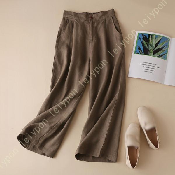 サルエルパンツ リラックスパンツ 無地 ウエストゴム ポケット付き レディース 清涼感 綿麻パンツ ...