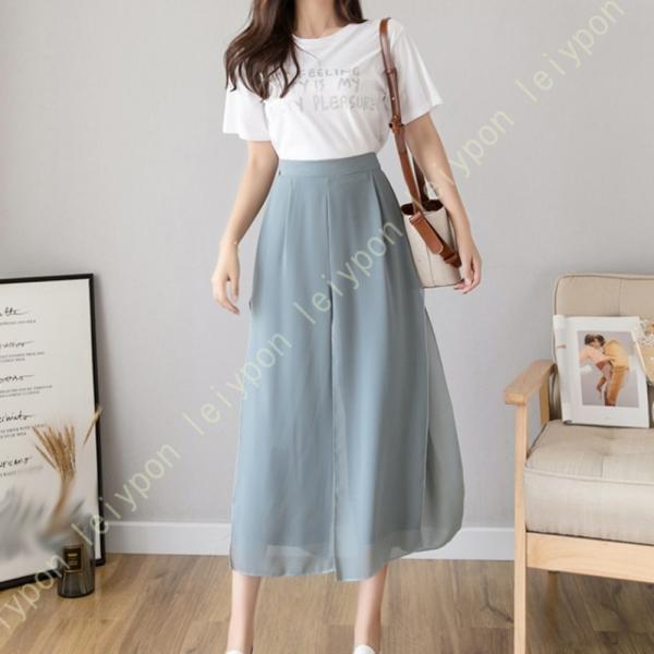 ワイドパンツ レディース フレア ファッション ゆったり ロングパンツ ガウチョパンツ キレイめ シ...