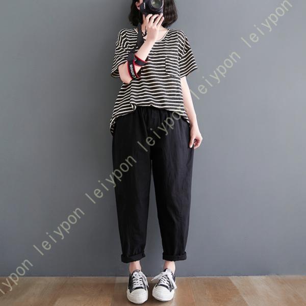 大きいサイズ ワイドパンツ 麻 レディース ロングパンツ リネンパンツ テーパードパンツ 薄い 柔ら...