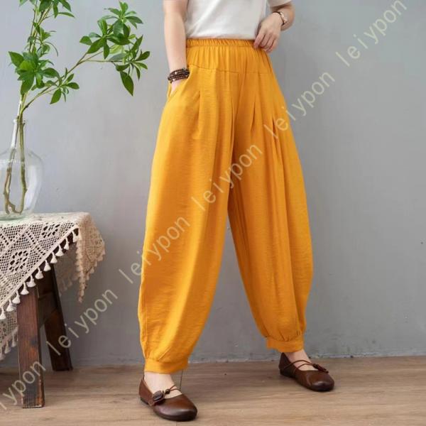 ハーレムパンツ レディース 無地 ガウチョパンツ 春 夏 カジュアル 涼しい ナチュラル イージーパ...