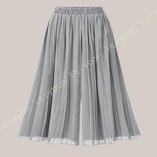 ワイドパンツ レディース 細プリーツ ガウチョパンツ ニット ウエストゴム ロングパンツ ゆったり ...