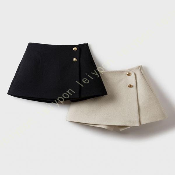 キュロット ショートパンツ ポケット付き レディース ゆったり 厚手 ワイドパンツ ショート丈 おし...