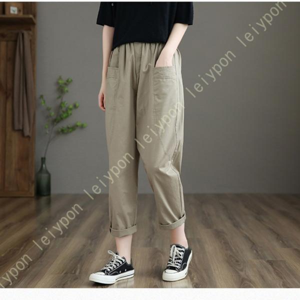 ロングパンツ ワイドパンツ レディース ウエストゴム ポケット付き 通気 春 夏 リネン 麻素材 サ...