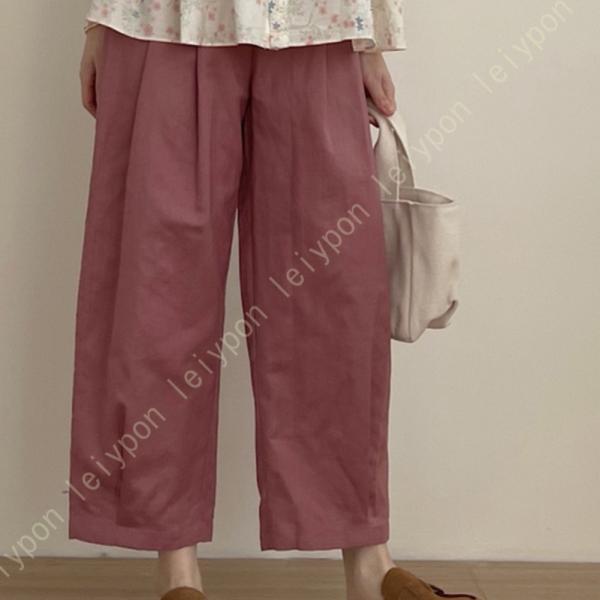 リネン ワイドパンツ リネンパンツ レディース ボトムス ガウチョ 無地 ゆったり 麻 春夏 ワイド...