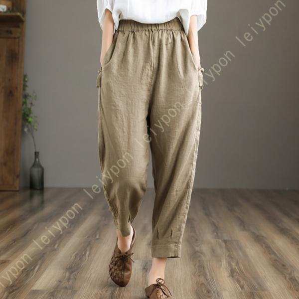 ワイドパンツ レディース 綿麻 パンツ ロングパンツ ガウチョパンツ リネン サルエルパンツ ゆった...