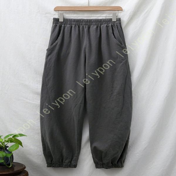 ワイドパンツ レディース 麻素材 サルエルパンツ 夏 リネン風 ゆったり ウエストゴム 体型カバー ...