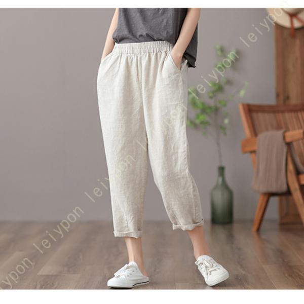 ワイドパンツ レディース 麻素材 サルエルパンツ 夏 リネン風 ゆったり ウエストゴム 体型カバー ...