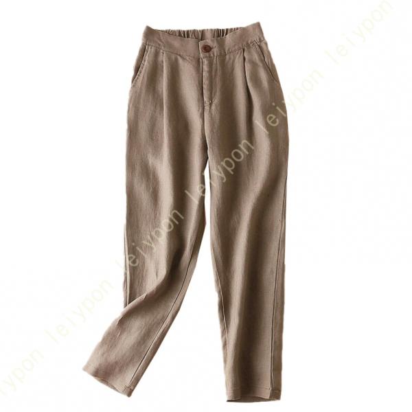 リネンパンツ レディース 麻 ガウチョパンツ バックゴム ポケット付き ワイドパンツ 春 夏 秋 無...