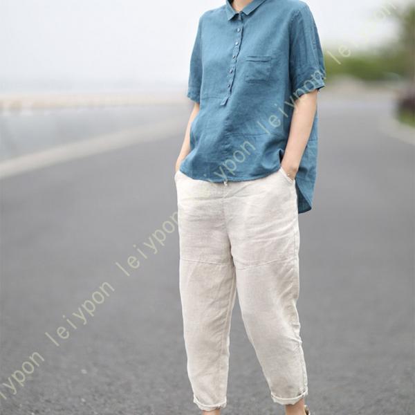 ワイドパンツ レディース 麻 リネン きれいめ 夏 涼しい ゆったり ウエストゴム 綿麻 体型カバー...