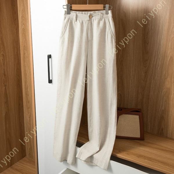 ワイドパンツ レディース リネン ウエストゴム 綿麻 リネンライク 吸水 快適 涼しい 春 夏 リネ...