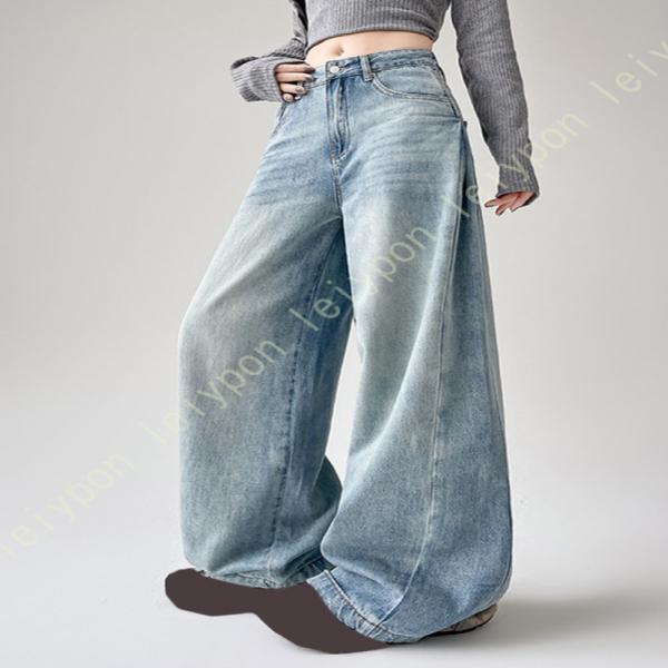 ジーンズ デニムパンツ レディース ゆったり ワイドパンツ ハイウエスト ジーンズ カットオフ 10...