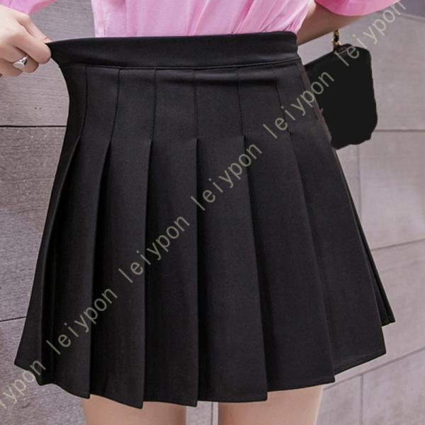 膝丈スカート 無地 オフイス 女子高生 制服 インナー付き ハイウェスト 美脚 Aライン プリーツス...