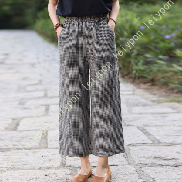 ストレートパンツ ワイドパンツ レディース ウエストゴム 文芸風 ポケット付き 通勤 お出掛け カジ...