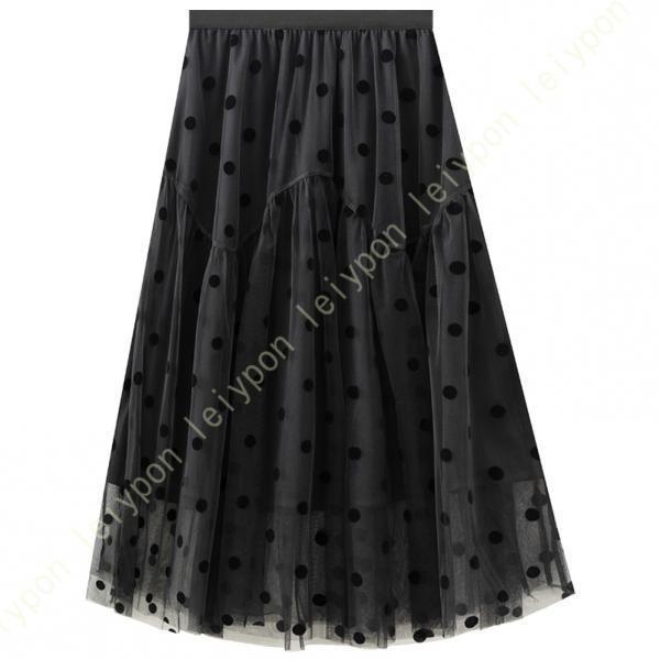 スカート レディース ハイウエスト ドット柄 スカート かわいい ロングスカート きれいめ シフォン...