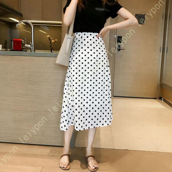 シフォンスカート レディース 夏 ハイウエスト ドット柄 ふんわり Aライン エレガント おしゃれ ...