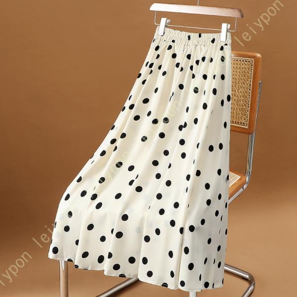 スカート フレアスカート レディース かわいい ドット柄 ロングスカート シフォンスカート おしゃれ...