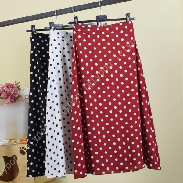 ドット柄 フレアスカート 可愛い 夏 Aライン スカート レディース ハイウエスト 細見え Aライン...