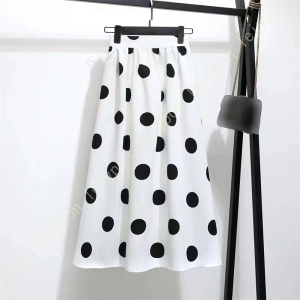 水玉柄 スカート レディース ロングスカート 女子感 ウエストゴム ハイウェスト Aライン シフォン...