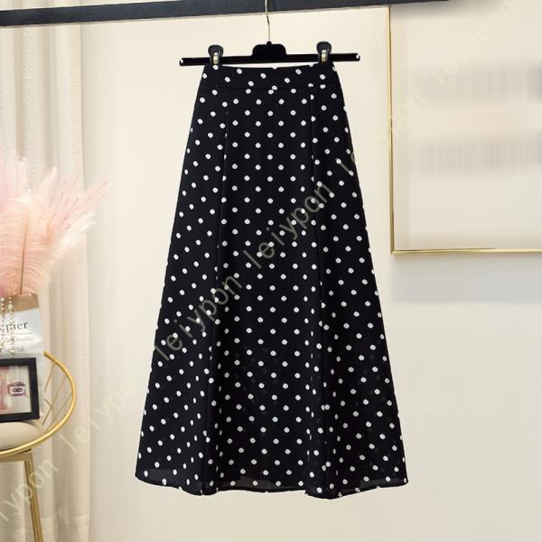 水玉柄スカート フレアスカート レディース 夏 Aライン ハイウエスト キレイめ 美尻 高見え 細見...