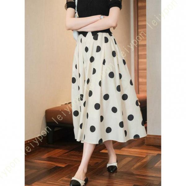 フレアスカート 水玉柄 スカート レディース 夏 春 フレア ゆったり ロングスカート 女子感 ハイ...