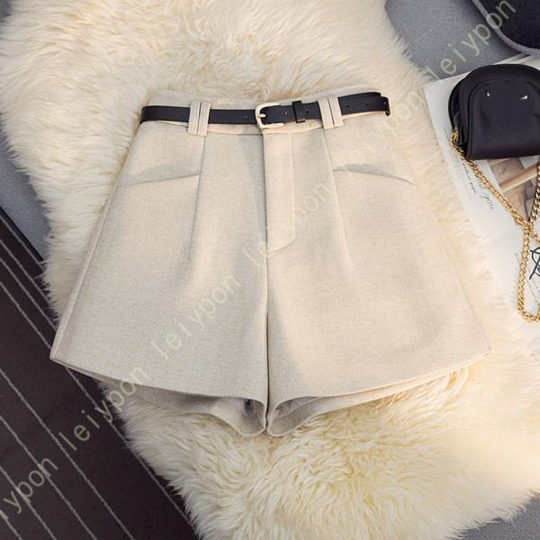 短パン ショートパンツ ハイウエスト 厚手 防寒 暖かい レディース ゆったり ファスナー式 ボトム...