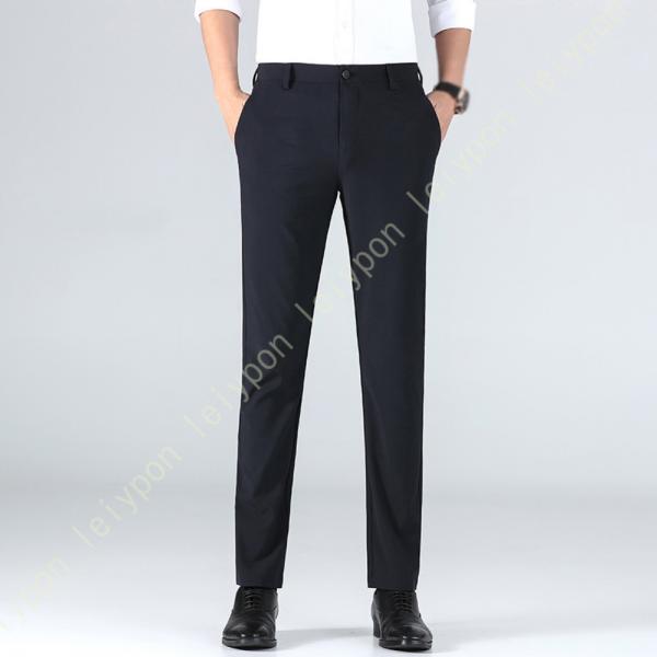 スラックス メンズ 裾上げ済 ストレッチ ノータック スリムフィット 無地ノータックスラックス チノ...