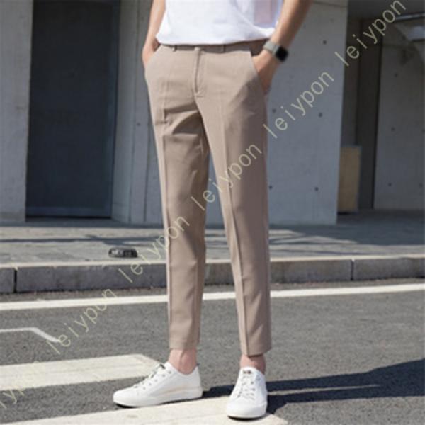 スラックス メンズ 裾上げ済み スリム ストレッチ 防シワ ロングパンツ ビジネス ウォッシャブル ...