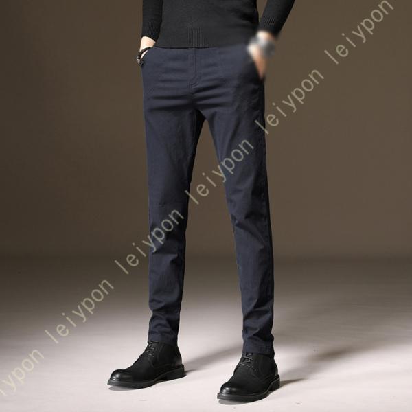 スラックス メンズ スリム 裾上げ済 ストレッチ ノータックスラックス ビジネスパンツ チノパン シ...