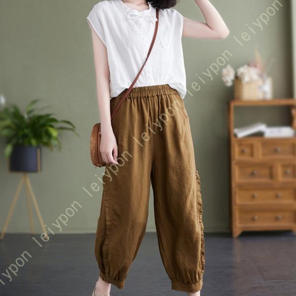 ワイドパンツ レディース 大人 かわいい カジュアル 春 夏 秋 文芸風 ゆったり コットン 綿 夏...
