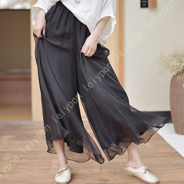 ワイドパンツ レディース ゆったり ボリューミー ふんわり リラックス イージーパンツ リネン混 春...